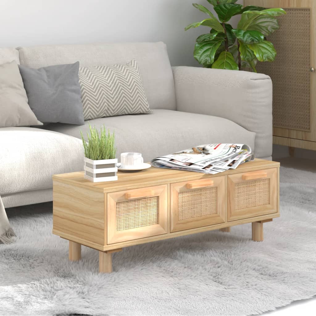 Table basse Marron 80x40x30 cm Bois d'ingénierie et pin massif XIOS