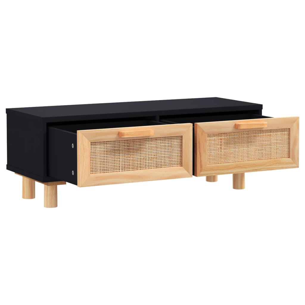 Table basse Noir 80x40x30 cm Bois d'ingénierie et pin massif - XIOS