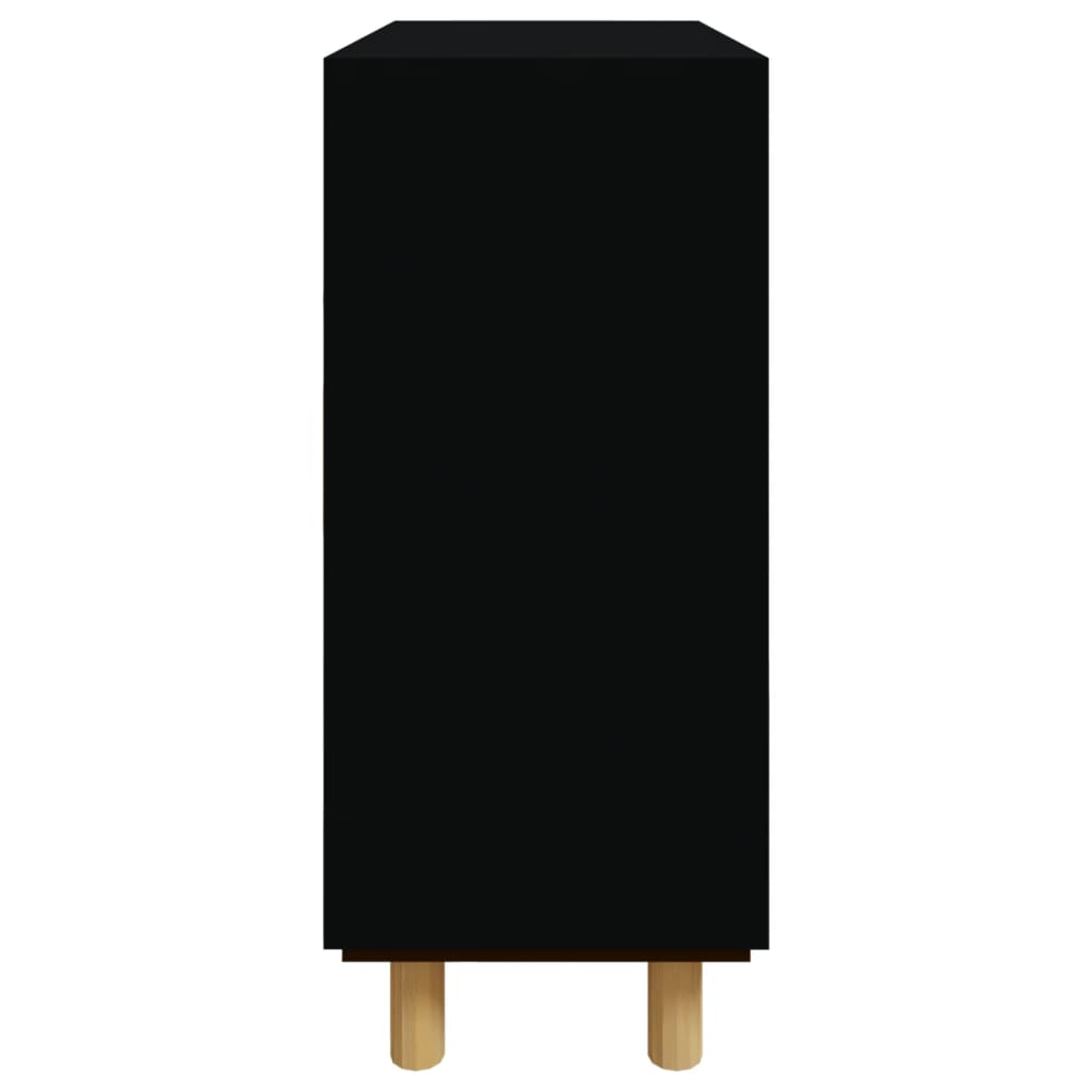 Buffet Noir 60x30x70 cm Bois de pin massif et rotin naturel - XIOS