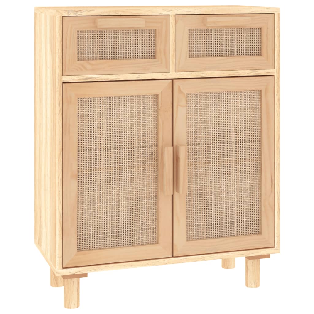Buffet Marron 60x30x75 cm Bois de pin massif et rotin naturel - XIOS