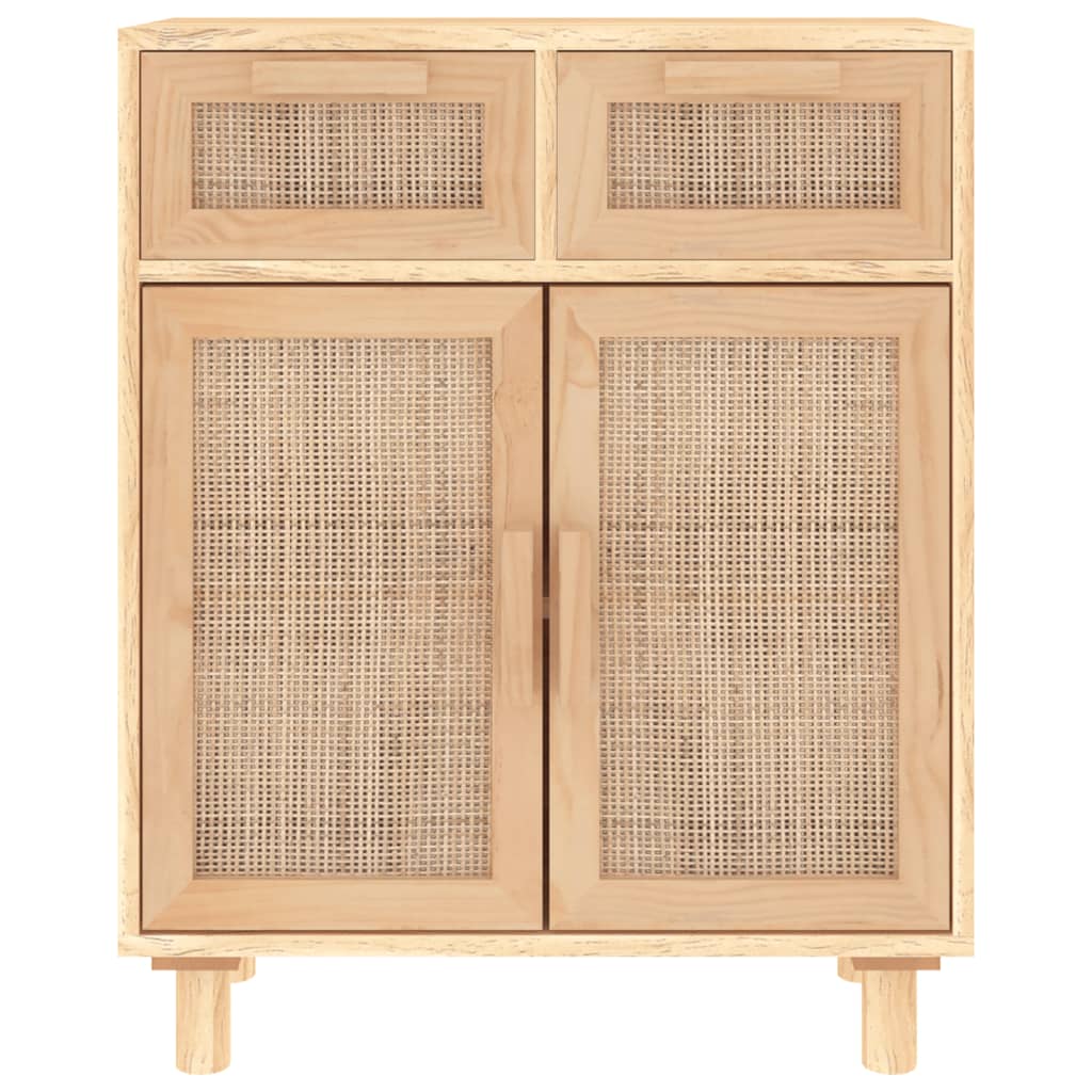 Buffet Marron 60x30x75 cm Bois de pin massif et rotin naturel - XIOS