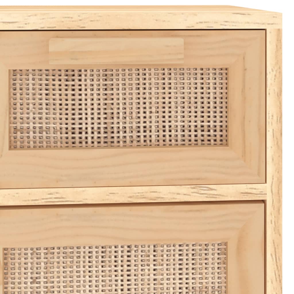 Buffet Marron 60x30x75 cm Bois de pin massif et rotin naturel - XIOS