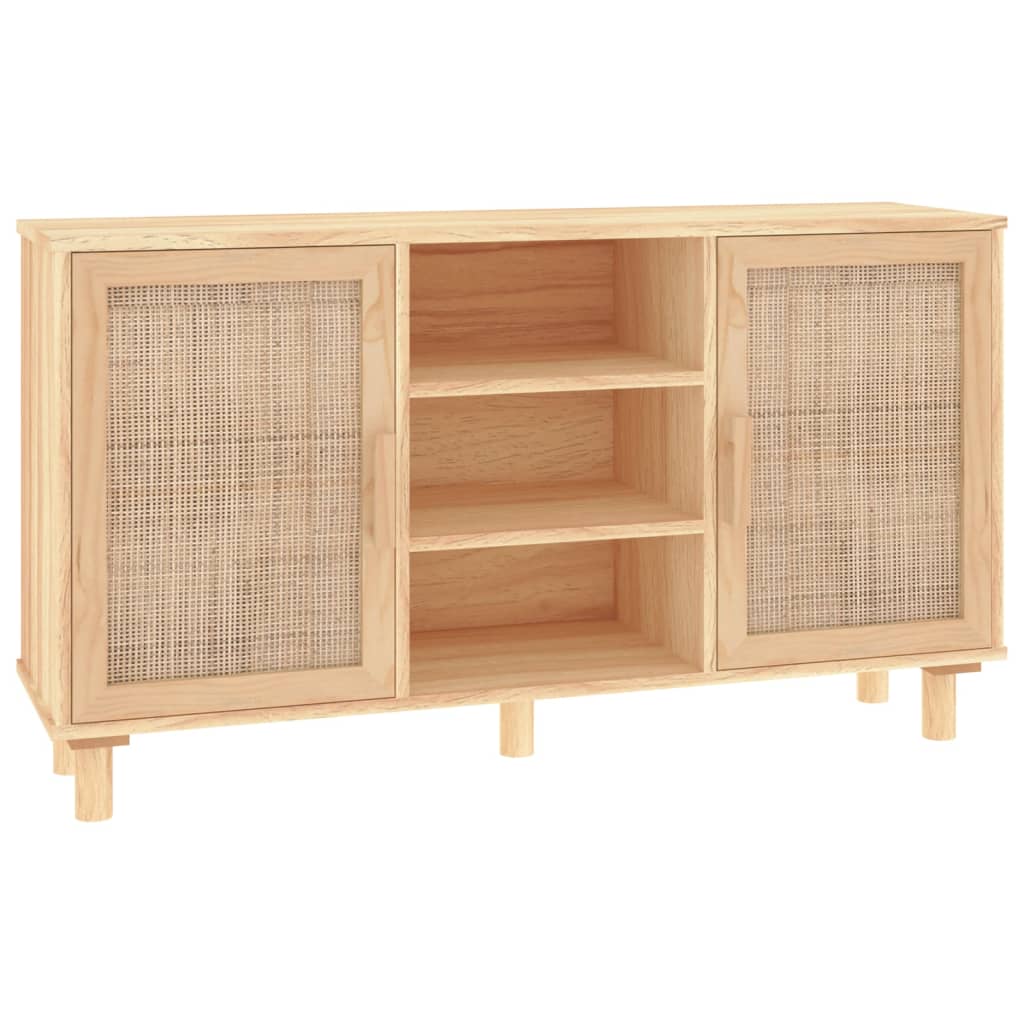 Buffet Marron 105x30x60 cm Bois de pin massif et rotin naturel - XIOS