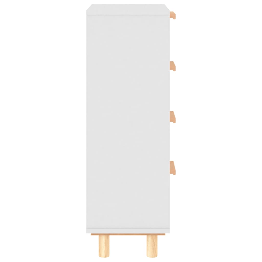 Buffet Blanc 40x30x90 cm Bois de pin massif et rotin naturel - XIOS