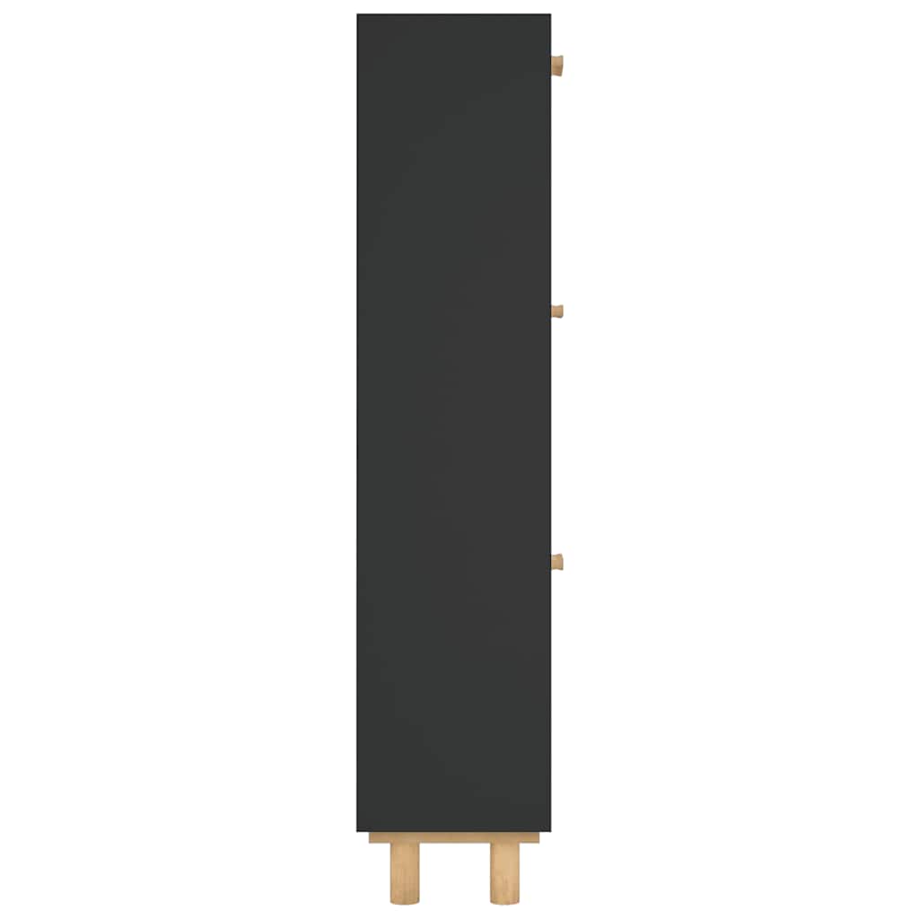 Armoire à chaussures Noir 52x25x115 cm Bois d'ingénierie/rotin - XIOS
