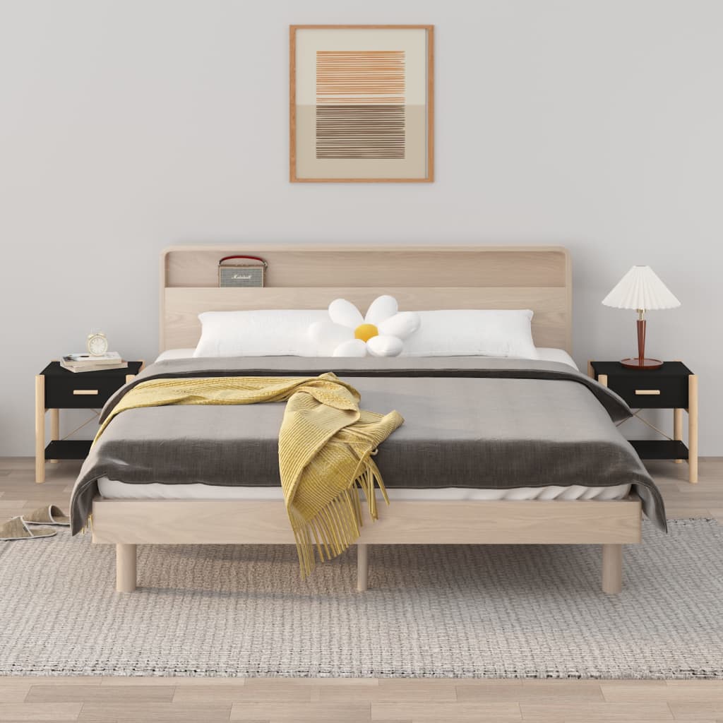 Tables de chevet 2 pcs Noir 42x38x45 cm Bois d’ingénierie - XIOS