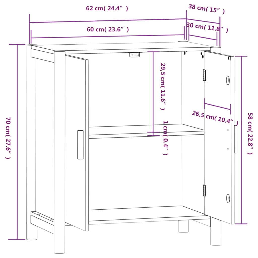 Buffet Blanc 62x38x70 cm Bois d'ingénierie - XIOS