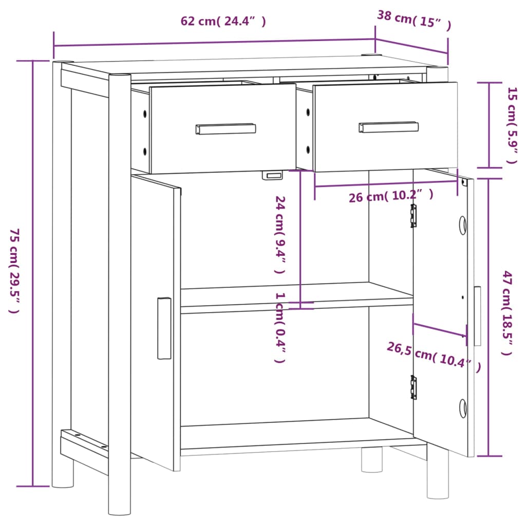 Buffet Noir 62x38x75 cm Bois d'ingénierie - XIOS