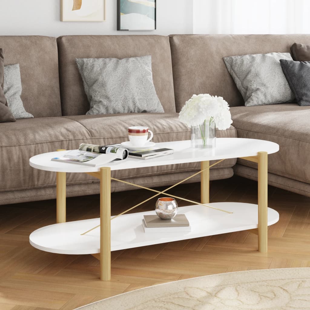 Table basse Blanc 110x48x40 cm Bois d'ingénierie - XIOS