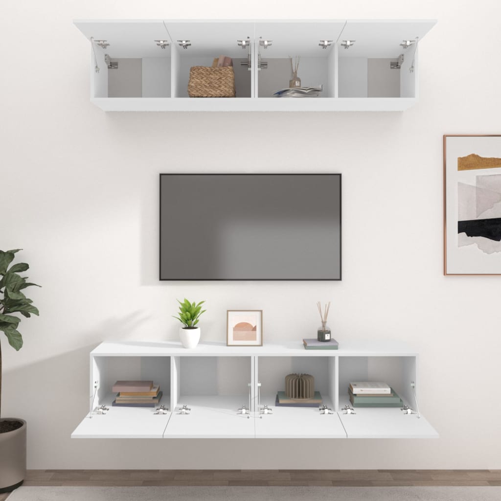 Meubles TV 4 pcs blanc 80x30x30 cm bois d'ingénierie - XIOS