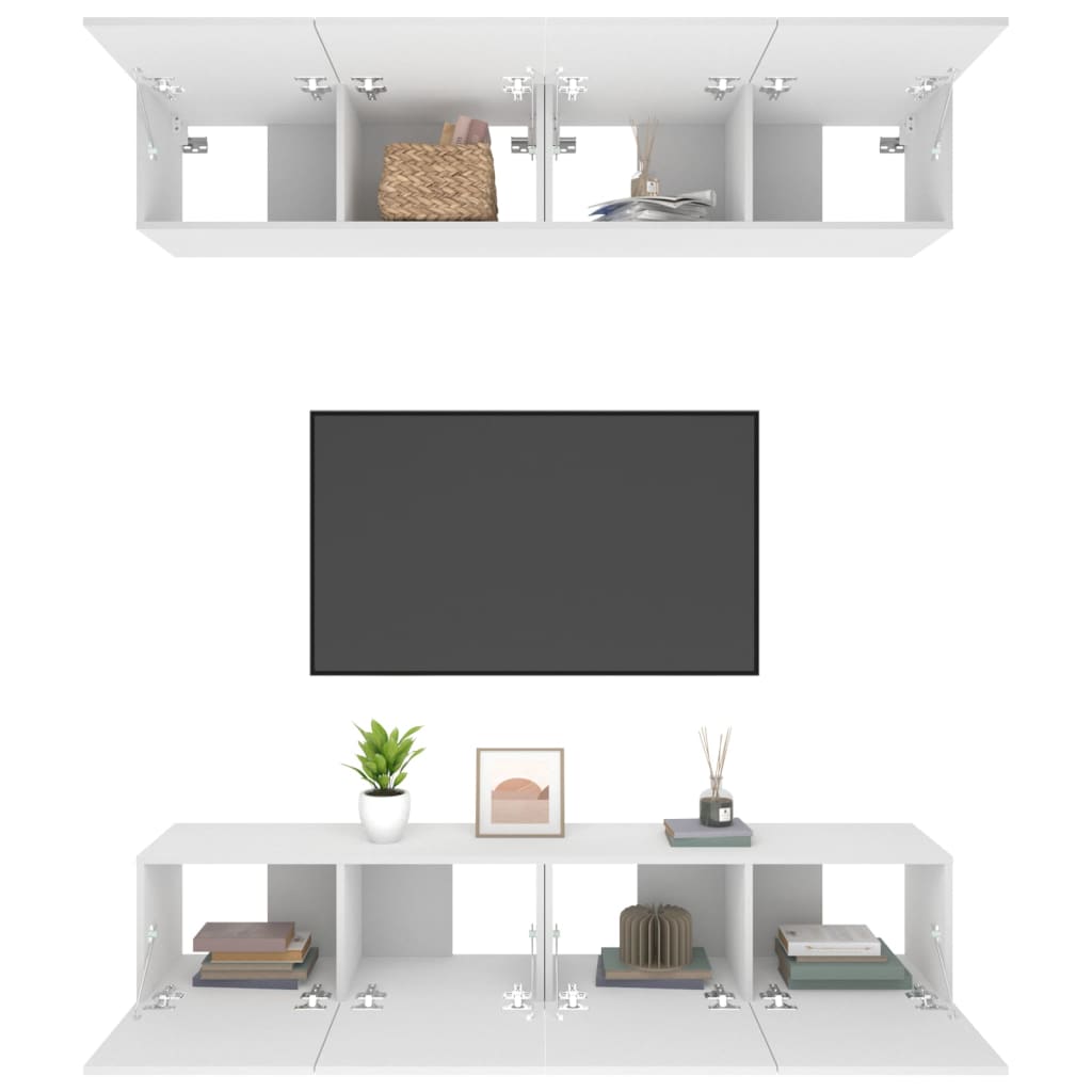 Meubles TV 4 pcs blanc 80x30x30 cm bois d'ingénierie - XIOS