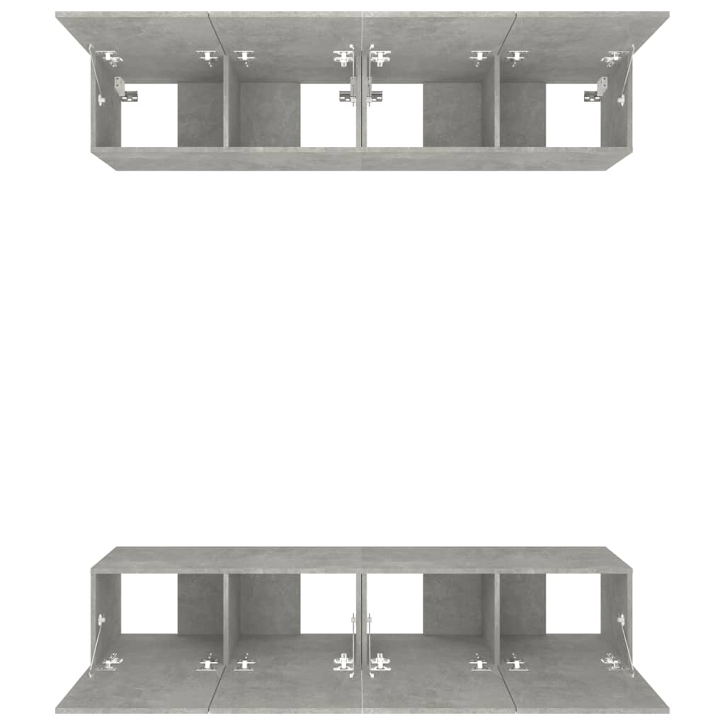Meubles TV 4 pcs gris béton 80x30x30 cm bois d'ingénierie - XIOS