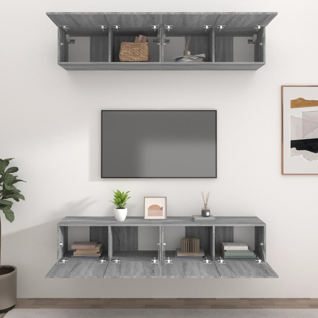 Meubles TV 4 pcs sonoma gris 80x30x30 cm bois d'ingénierie - XIOS