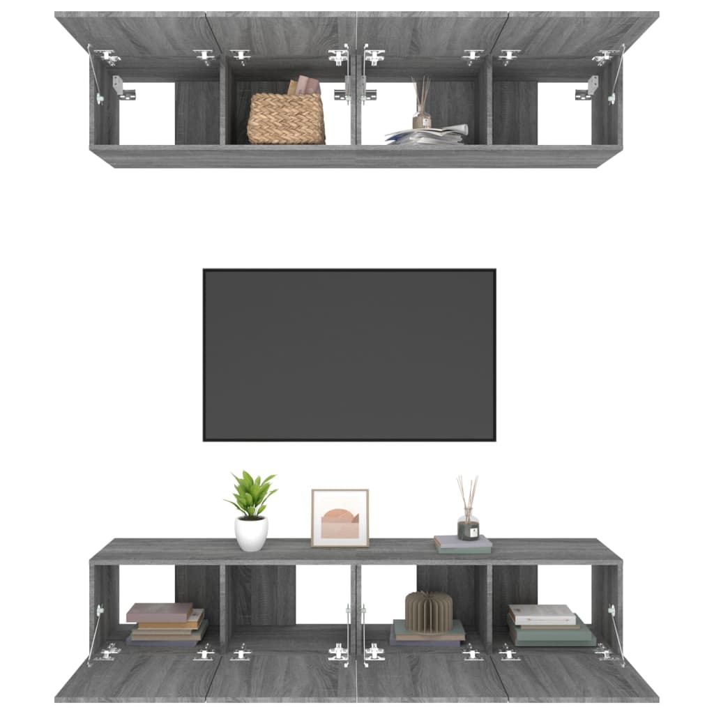 Meubles TV 4 pcs sonoma gris 80x30x30 cm bois d'ingénierie - XIOS