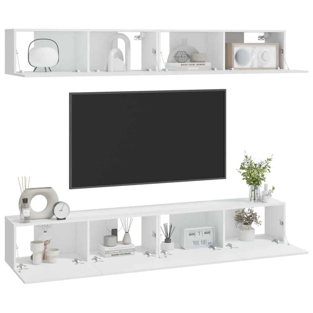 Meubles TV muraux 4 pcs blanc 100x30x30 cm - XIOS