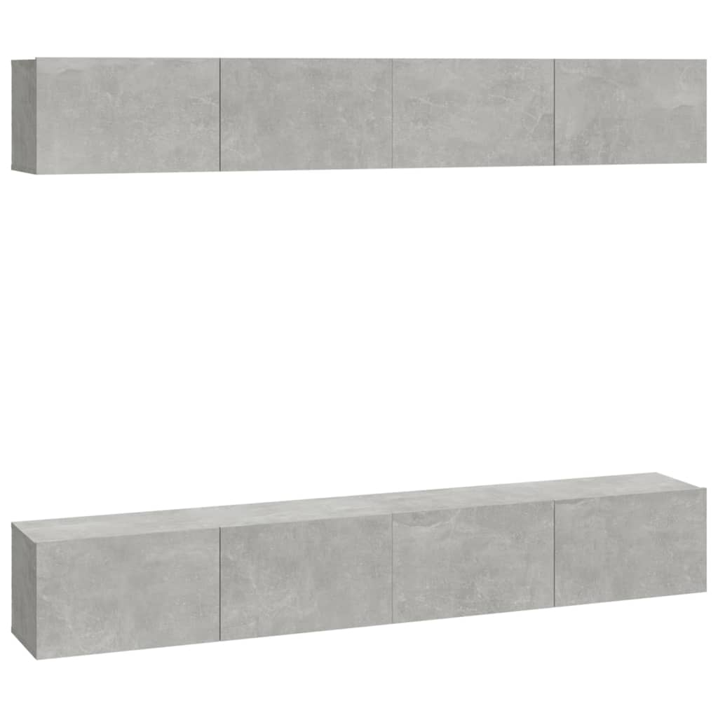 Meubles TV muraux 4 pcs Gris béton 100x30x30 cm - XIOS