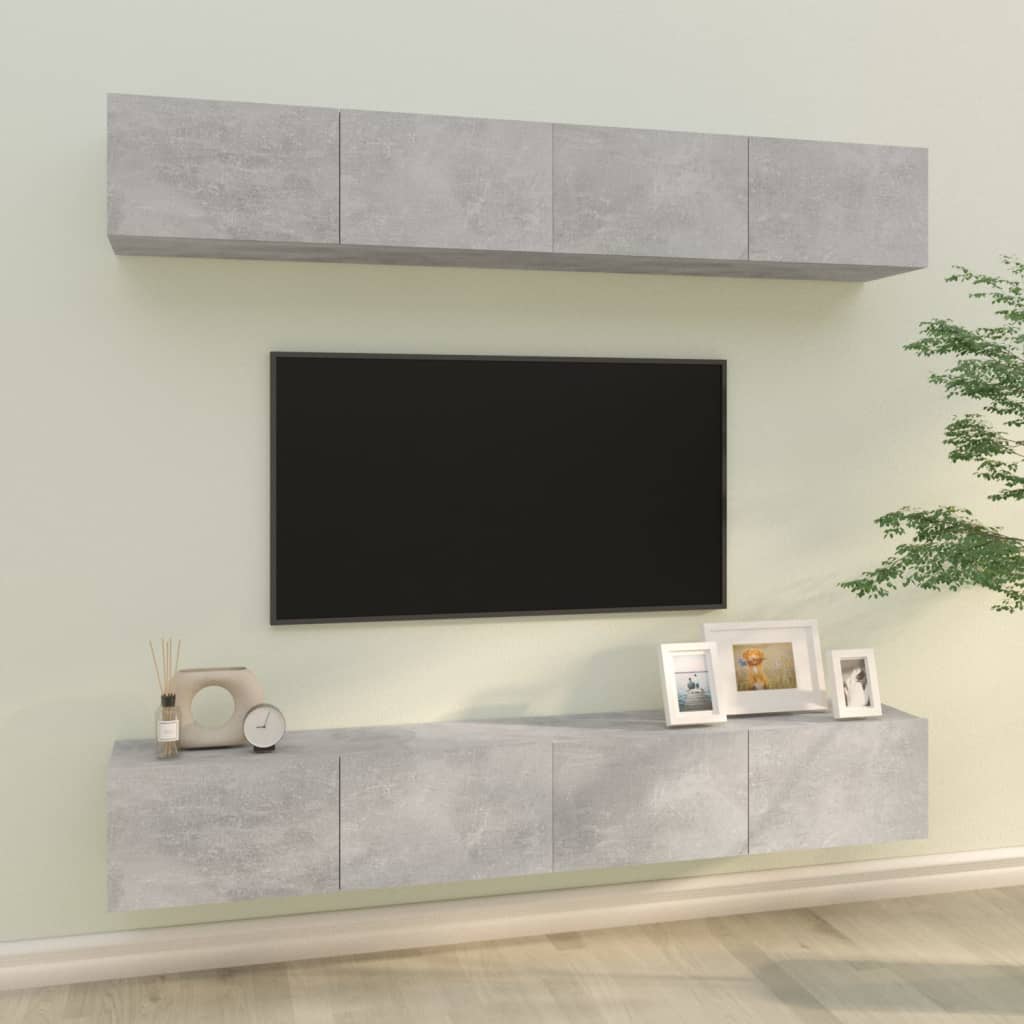 Meubles TV muraux 4 pcs Gris béton 100x30x30 cm - XIOS