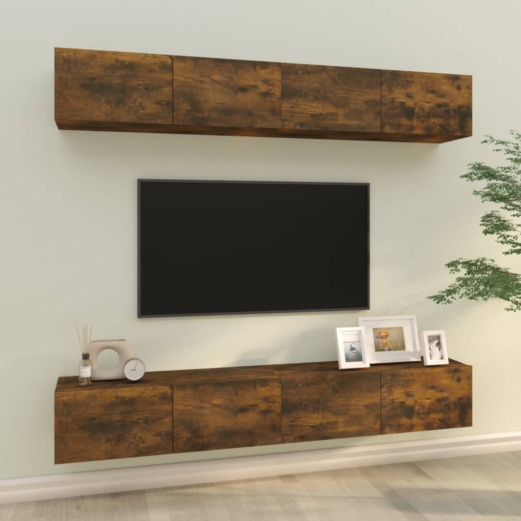 Meubles TV muraux 4 pcs chêne fumé 100x30x30 cm - XIOS
