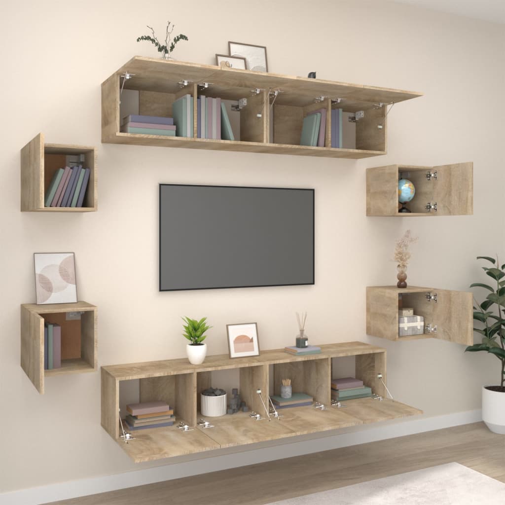 Ensemble de meubles TV 8 pcs Chêne sonoma Bois d'ingénierie - XIOS