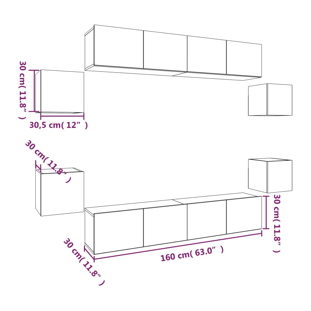 Ensemble de meubles TV 8 pcs Chêne sonoma Bois d'ingénierie - XIOS