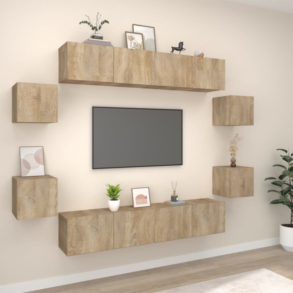 Ensemble de meubles TV 8 pcs Chêne sonoma Bois d'ingénierie - XIOS
