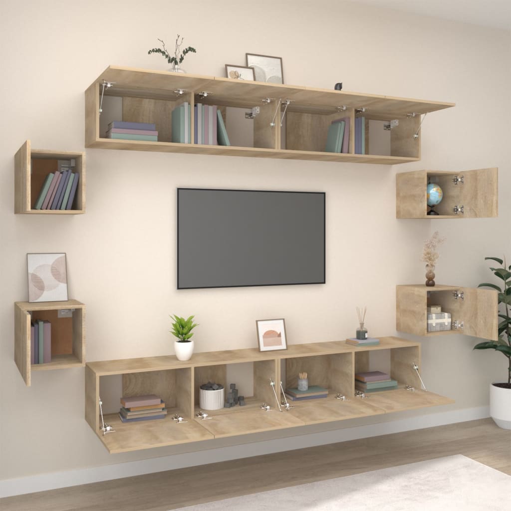 Ensemble de meubles TV 8 pcs Chêne sonoma Bois d'ingénierie - XIOS