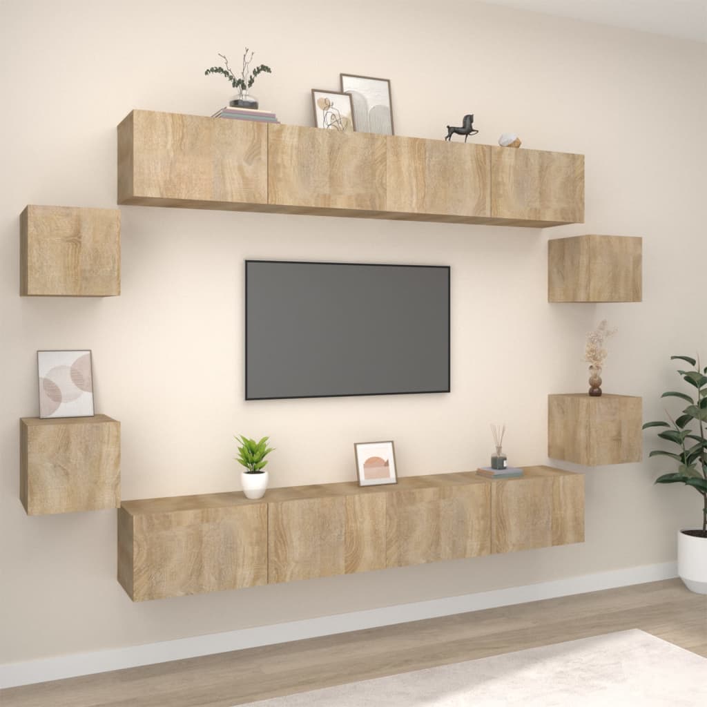 Ensemble de meubles TV 8 pcs Chêne sonoma Bois d'ingénierie - XIOS