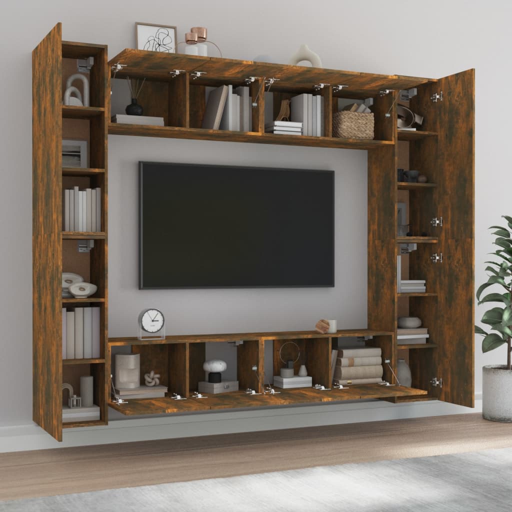 Ensemble de meubles TV 8 pcs Chêne fumé Bois d'ingénierie - XIOS