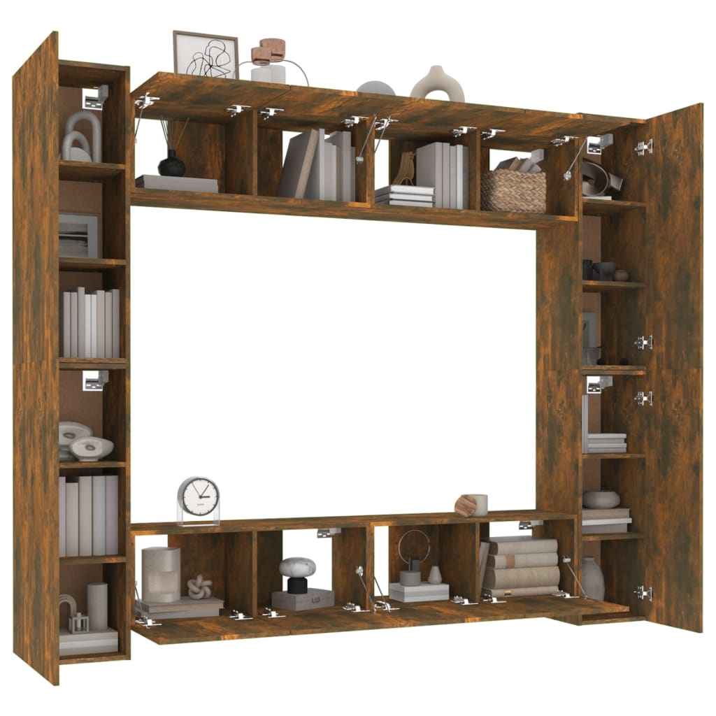Ensemble de meubles TV 8 pcs Chêne fumé Bois d'ingénierie - XIOS