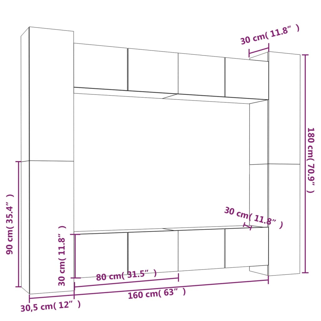 Ensemble de meubles TV 8 pcs Chêne fumé Bois d'ingénierie - XIOS