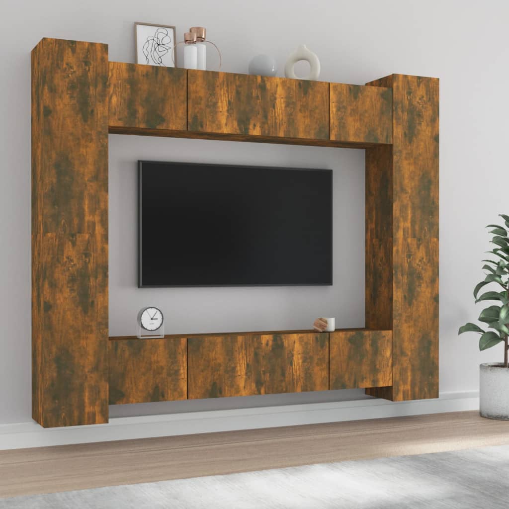 Ensemble de meubles TV 8 pcs Chêne fumé Bois d'ingénierie - XIOS