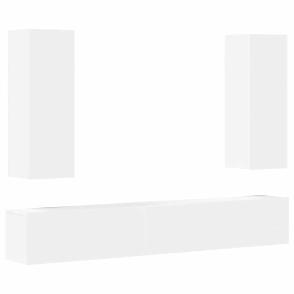 Ensemble de meubles TV 5 pcs Blanc Bois d'ingénierie