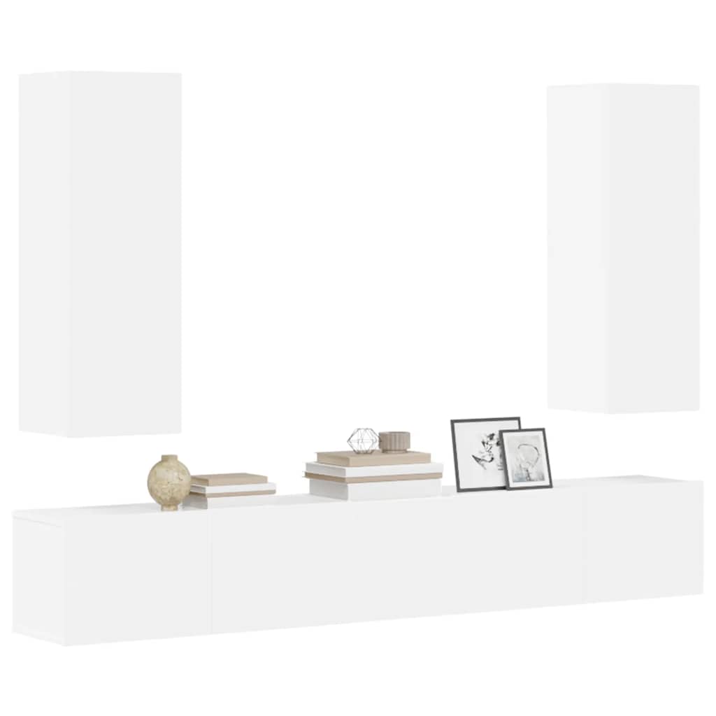 Ensemble de meubles TV 5 pcs Blanc Bois d'ingénierie