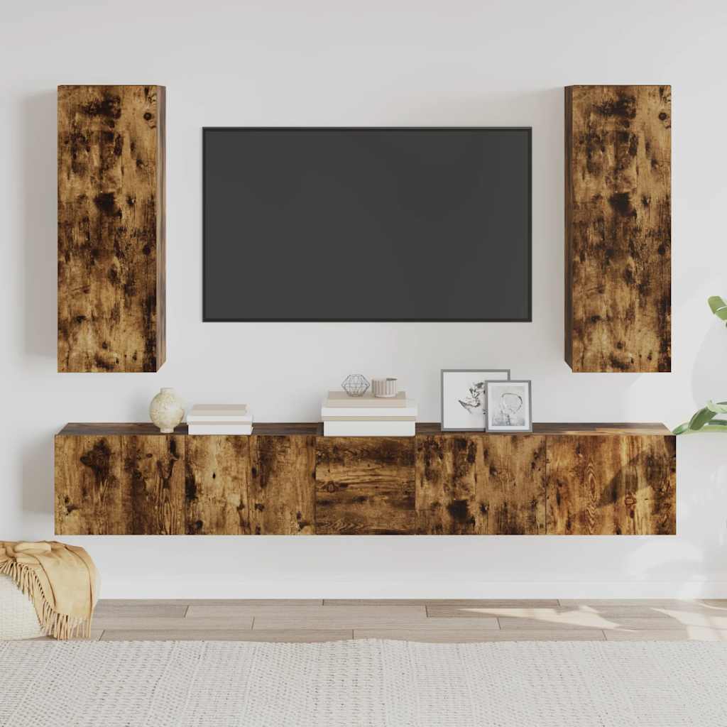 Ensemble de meubles TV 5 pcs Chêne fumé Bois d'ingénierie - XIOS