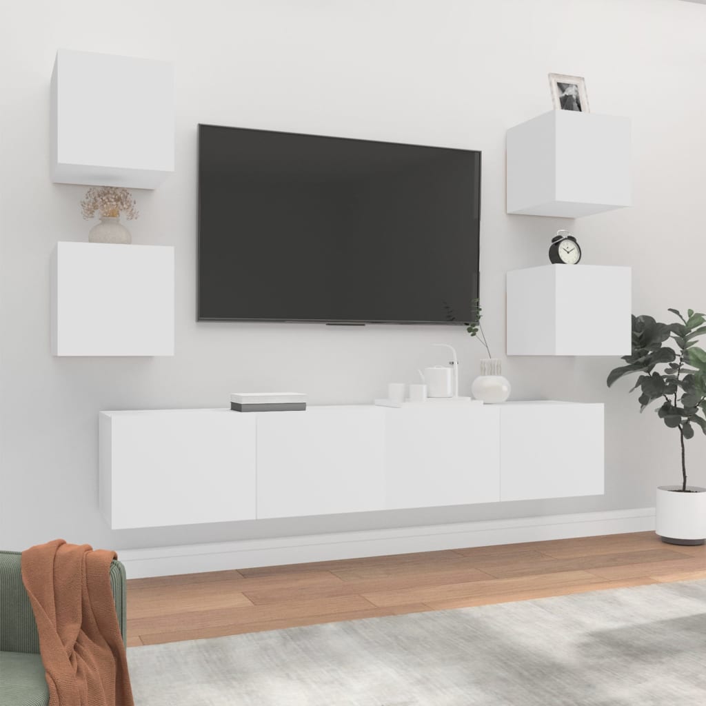 Ensemble de meubles TV 6 pcs Blanc Bois d'ingénierie - XIOS