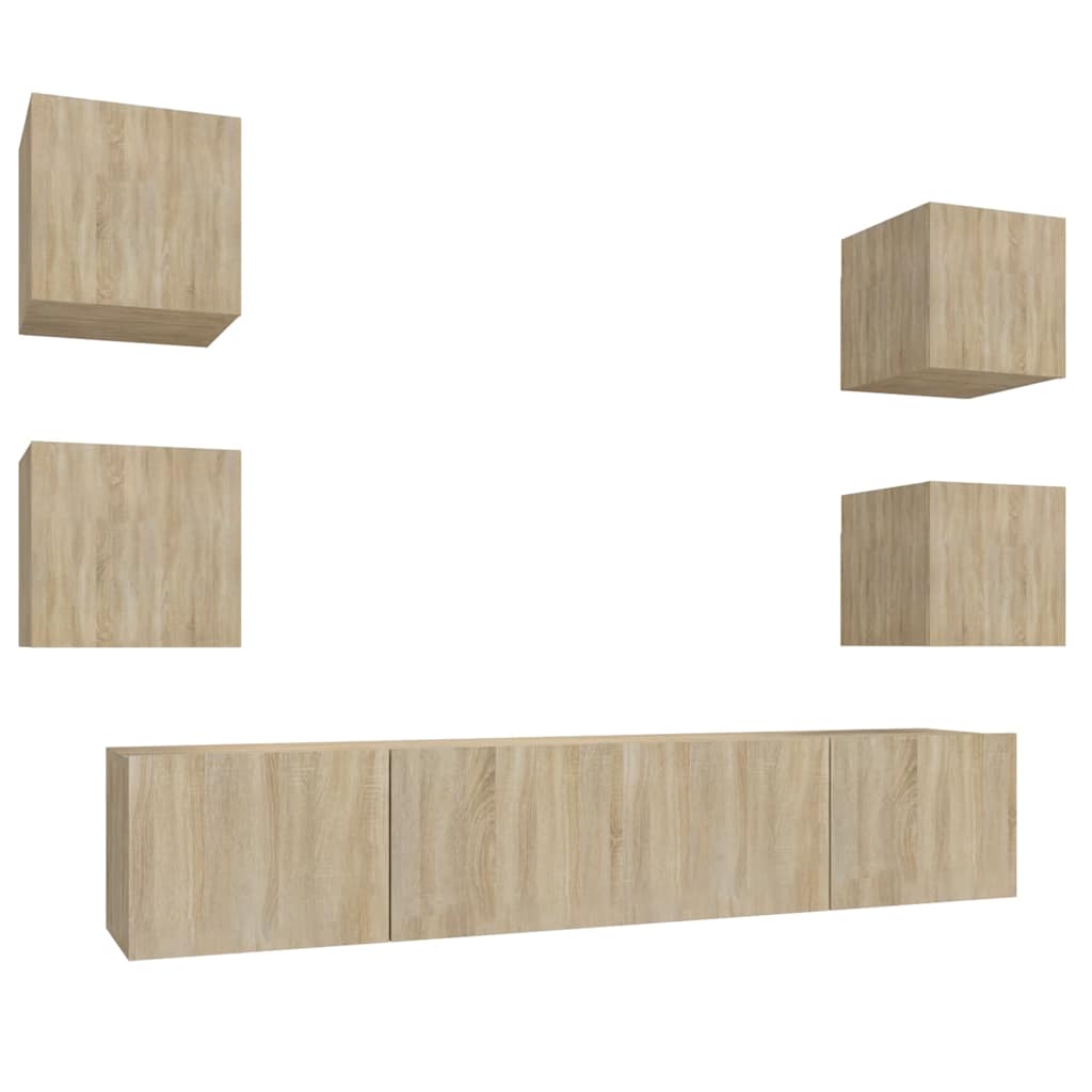 Ensemble de meubles TV 6 pcs Chêne sonoma Bois d'ingénierie