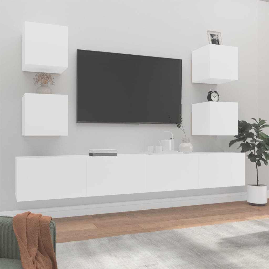 Ensemble de meubles TV 6 pcs Blanc Bois d'ingénierie - XIOS