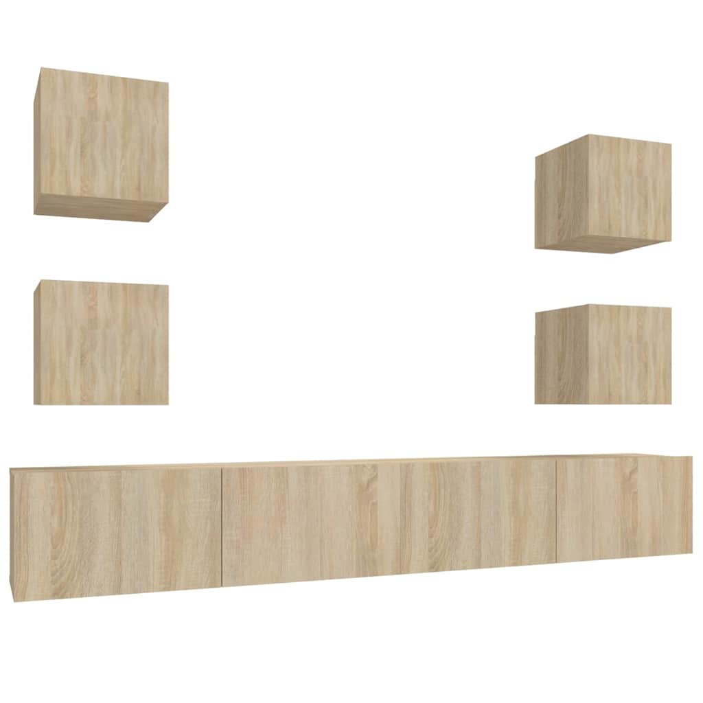 Ensemble de meubles TV 6 pcs Chêne sonoma Bois d'ingénierie
