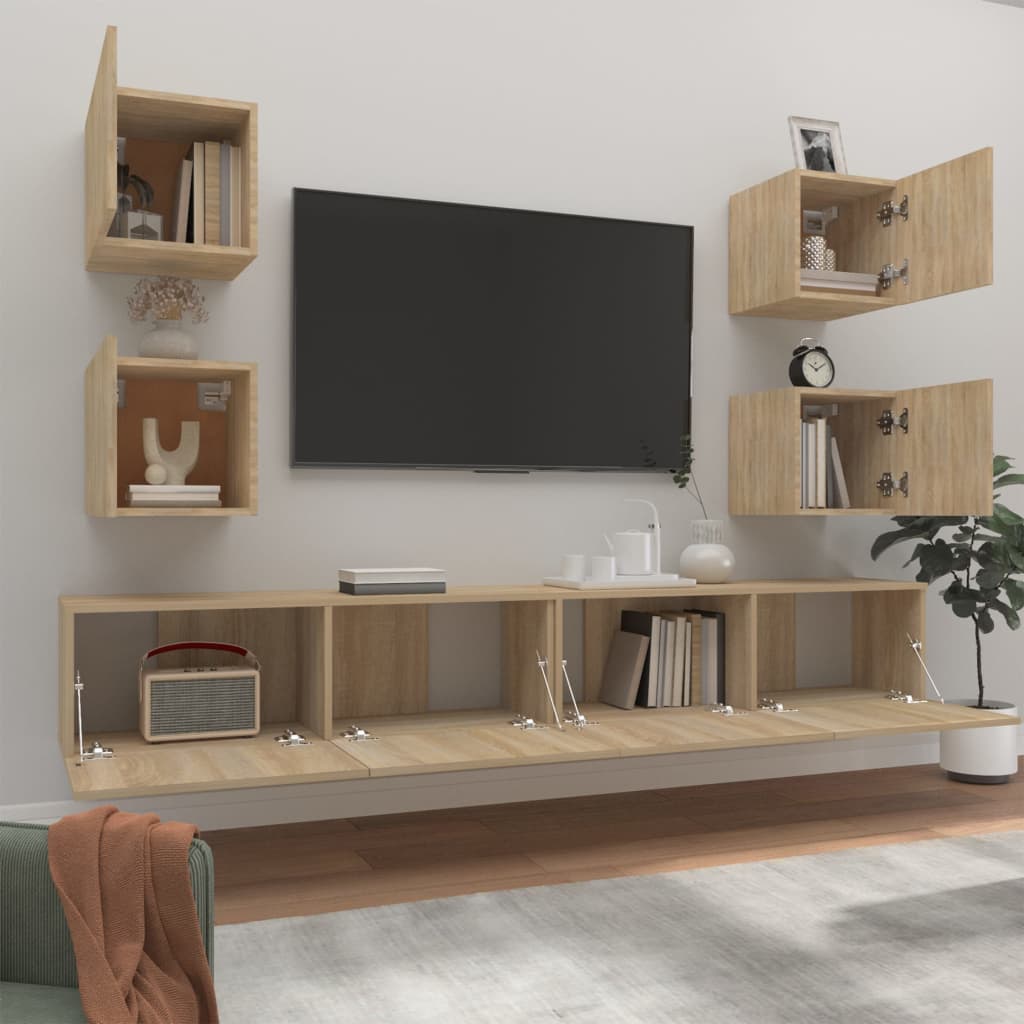 Ensemble de meubles TV 6 pcs Chêne sonoma Bois d'ingénierie