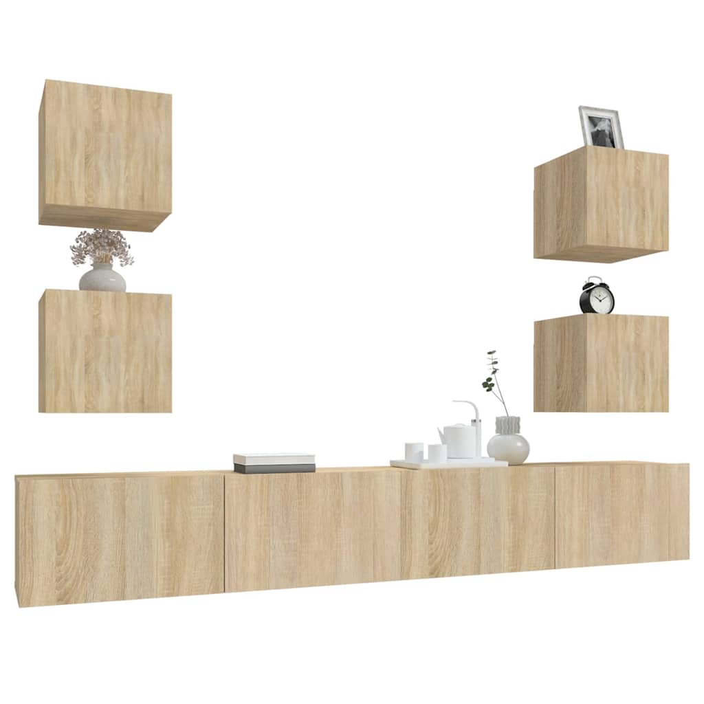 Ensemble de meubles TV 6 pcs Chêne sonoma Bois d'ingénierie