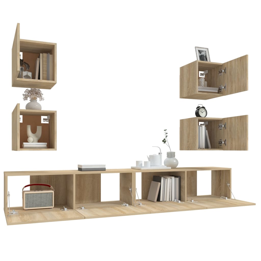 Ensemble de meubles TV 6 pcs Chêne sonoma Bois d'ingénierie