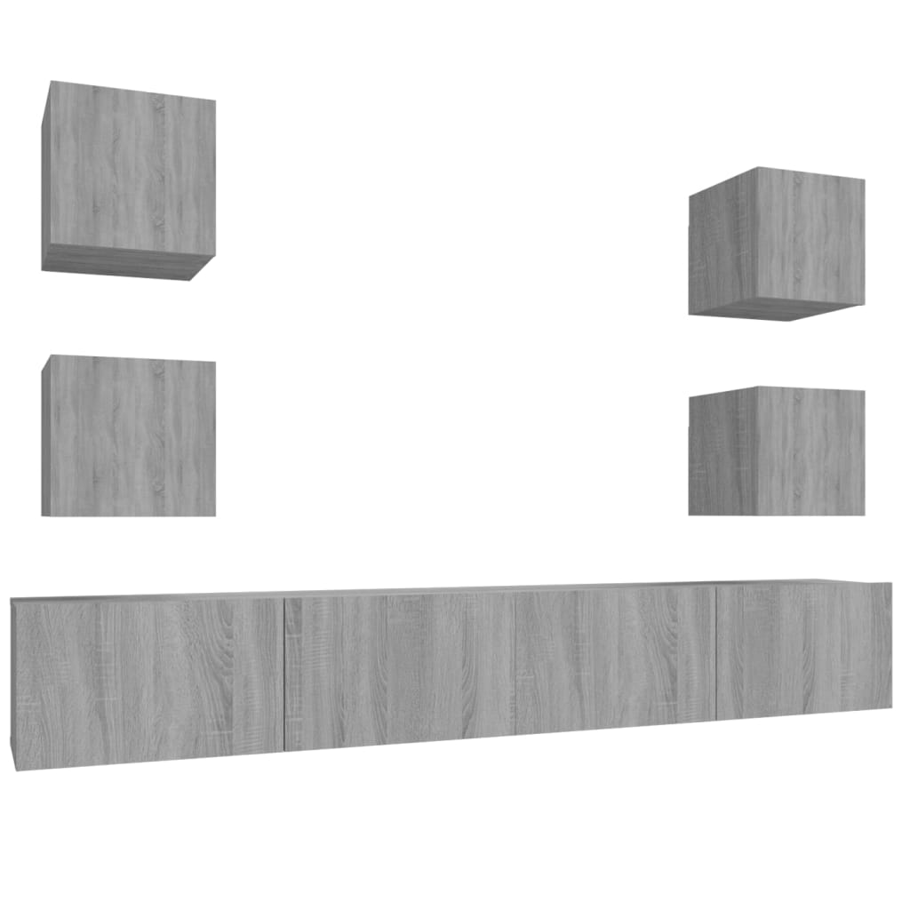 Ensemble de meubles TV 6 pcs Sonoma gris Bois d'ingénierie - XIOS