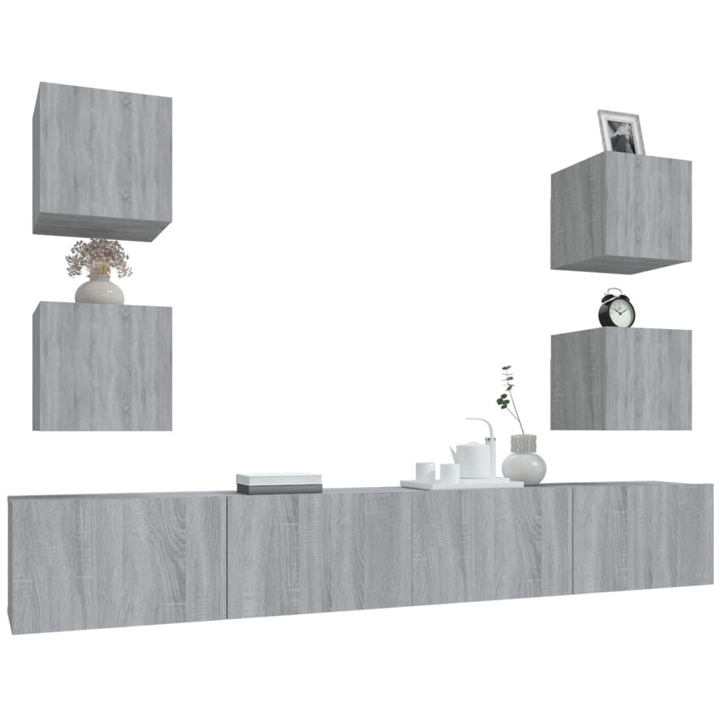 Ensemble de meubles TV 6 pcs Sonoma gris Bois d'ingénierie - XIOS