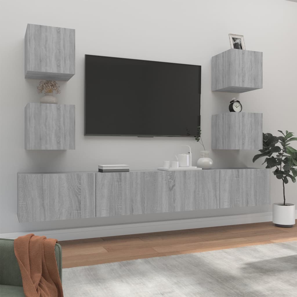 Ensemble de meubles TV 6 pcs Sonoma gris Bois d'ingénierie - XIOS