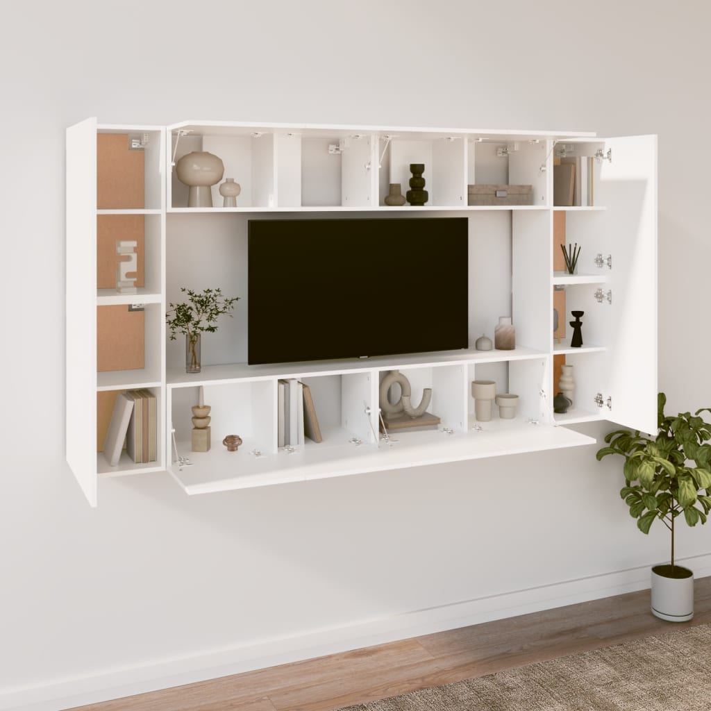 Ensemble de meubles TV 8 pcs Blanc Bois d'ingénierie