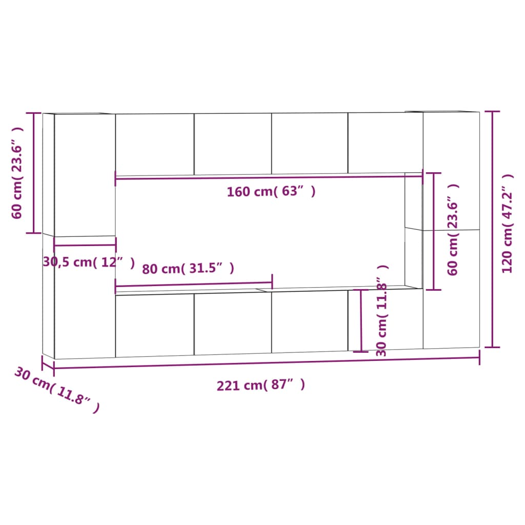 Ensemble de meubles TV 8 pcs Blanc Bois d'ingénierie - XIOS