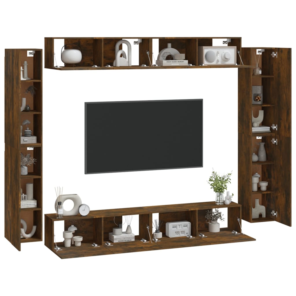 Ensemble de meubles TV 8 pcs Chêne fumé Bois d'ingénierie - XIOS