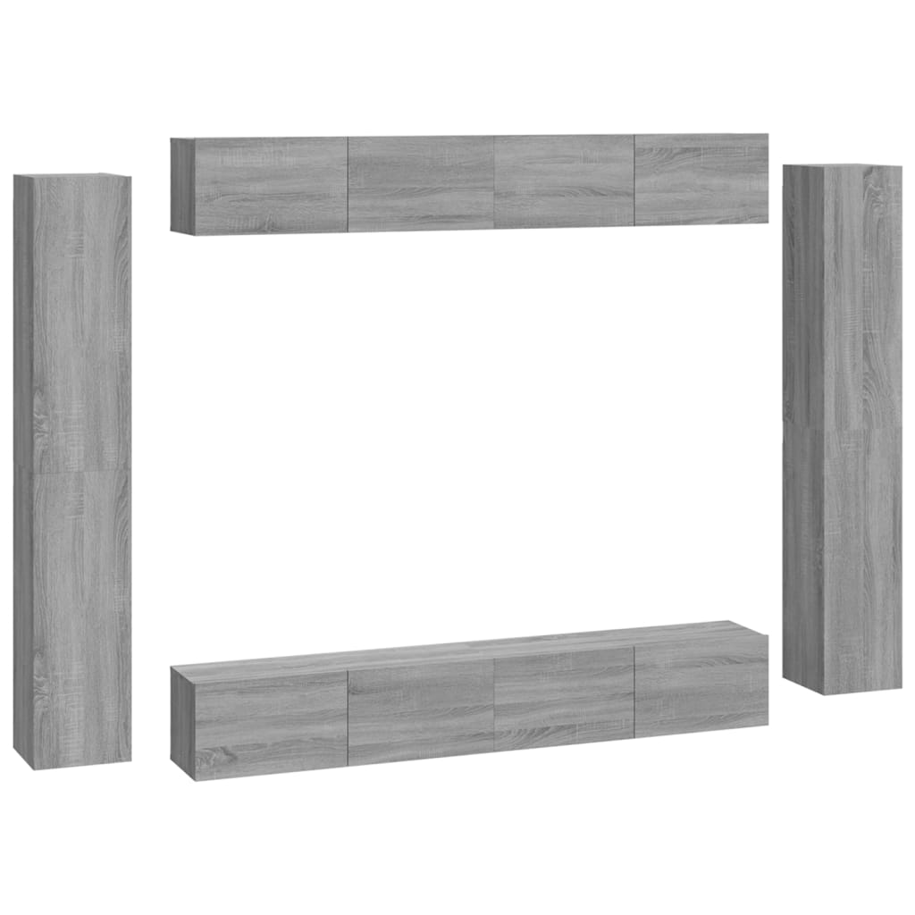Ensemble de meubles TV 8 pcs Sonoma gris Bois d'ingénierie - XIOS