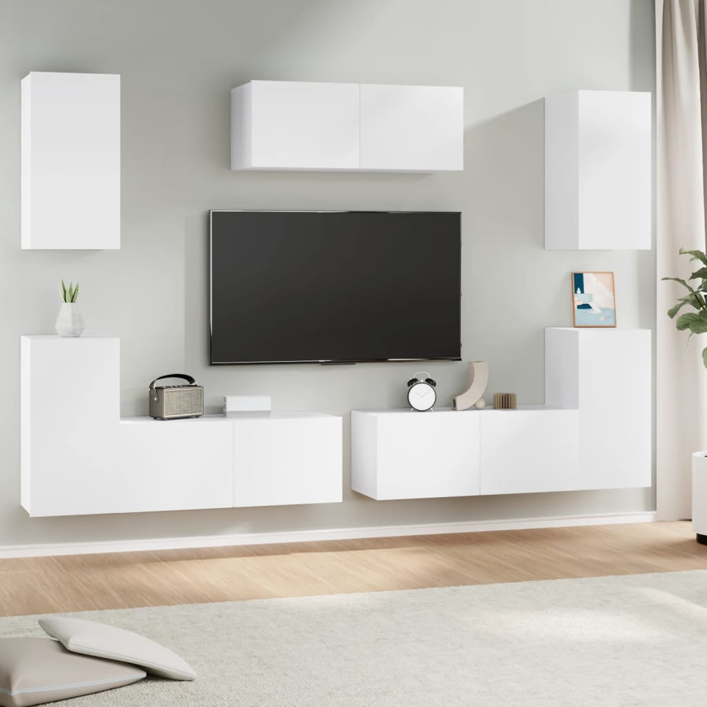 Ensemble de meubles TV 7 pcs Blanc Bois d'ingénierie - XIOS