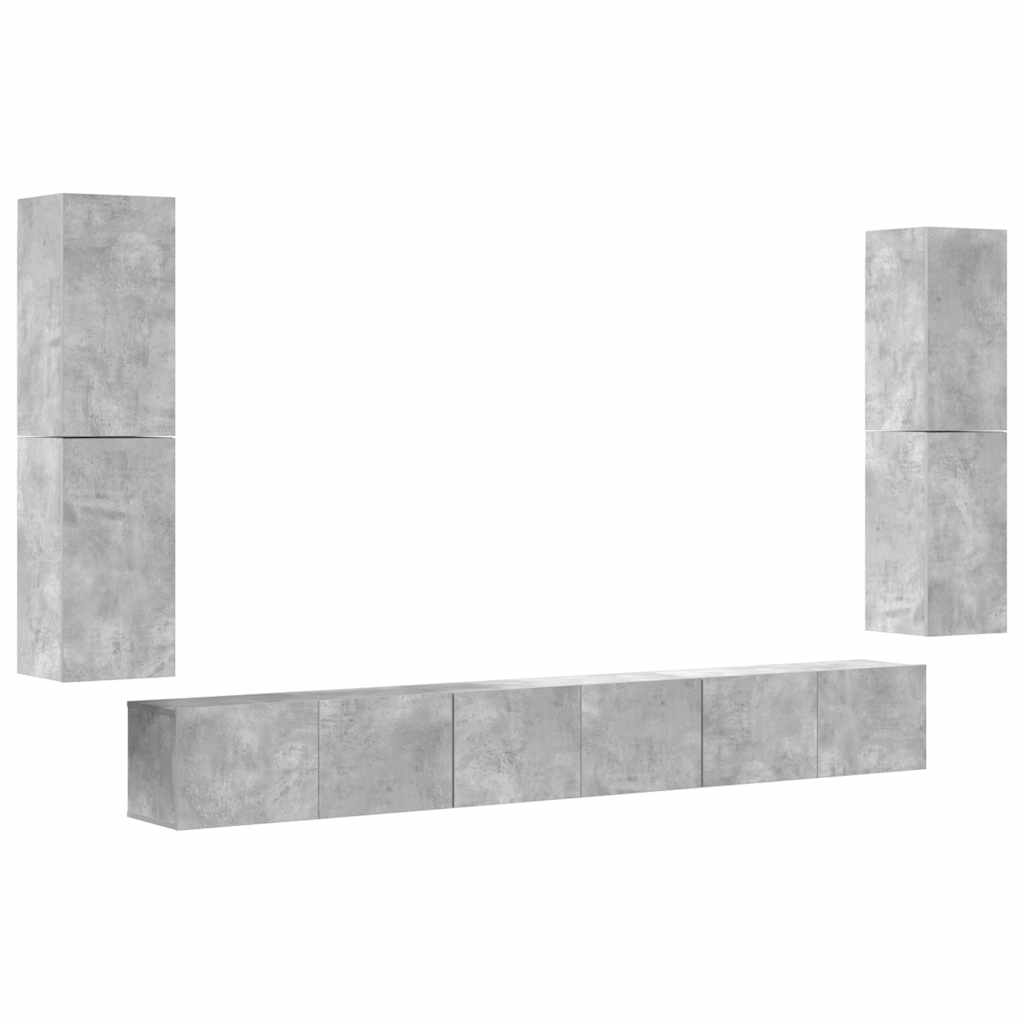 Ensemble de meubles TV 7 pcs Gris béton Bois d'ingénierie - XIOS